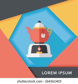 tea pot flat icon with long shadow,eps10