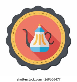 tea pot flat icon with long shadow,eps10