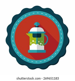 tea pot flat icon with long shadow,eps10