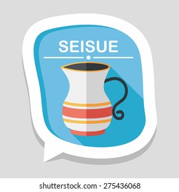 tea pot flat icon with long shadow,eps10