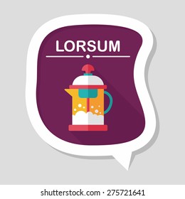 tea pot flat icon with long shadow,eps10