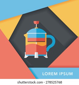 tea pot flat icon with long shadow,eps10