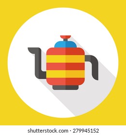 tea pot flat icon with long shadow