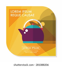 tea pot flat icon with long shadow,eps10