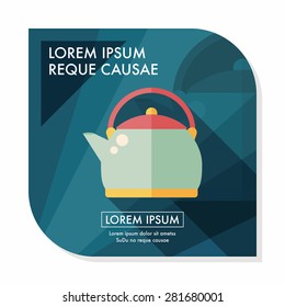 tea pot flat icon with long shadow,eps10
