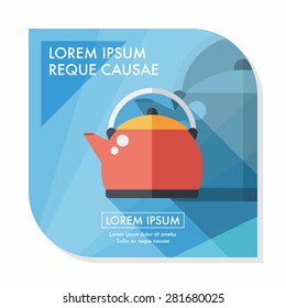 tea pot flat icon with long shadow,eps10