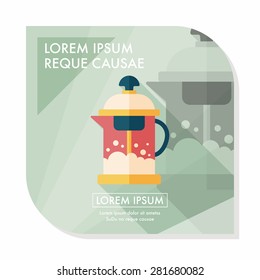 tea pot flat icon with long shadow,eps10