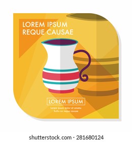 tea pot flat icon with long shadow,eps10