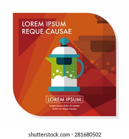tea pot flat icon with long shadow,eps10