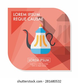 tea pot flat icon with long shadow,eps10
