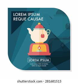 tea pot flat icon with long shadow,eps10
