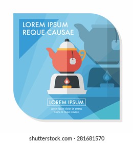 tea pot flat icon with long shadow,eps10
