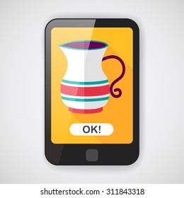 tea pot flat icon with long shadow,eps10