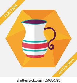 tea pot flat icon with long shadow,eps10