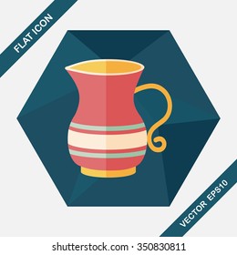 tea pot flat icon with long shadow,eps10