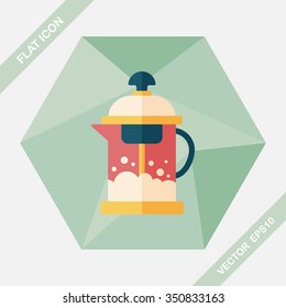 tea pot flat icon with long shadow,eps10