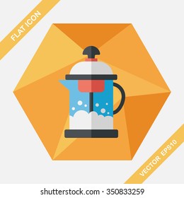 tea pot flat icon with long shadow,eps10