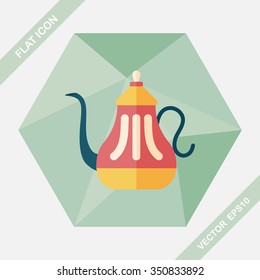 tea pot flat icon with long shadow,eps10