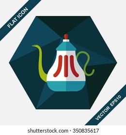 tea pot flat icon with long shadow,eps10