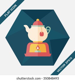 tea pot flat icon with long shadow,eps10