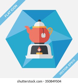 tea pot flat icon with long shadow,eps10
