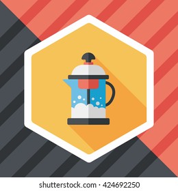 tea pot flat icon with long shadow,eps10