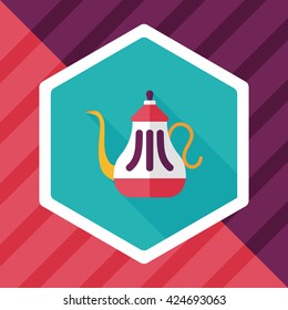 tea pot flat icon with long shadow,eps10