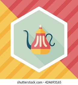tea pot flat icon with long shadow,eps10