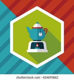 tea pot flat icon with long shadow,eps10