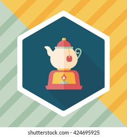 tea pot flat icon with long shadow,eps10