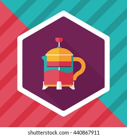 tea pot flat icon with long shadow,eps10