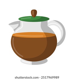 Tea pot flat icon, water pot vector, hot drink kettle clip art illustration
