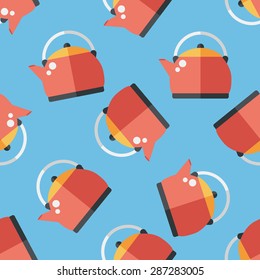 tea pot flat icon,eps10 seamless pattern background