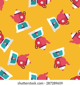 tea pot flat icon,eps10 seamless pattern background