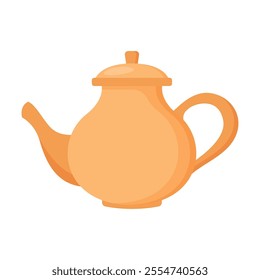 Tea pot flat vector illustration isolated on white background