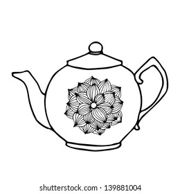 Tea pot with flower decoration
