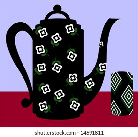 tea pot and flower design	