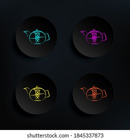 Tea pot hand drawn dark badge color set icon. Simple thin line, outline vector of tea icons for ui and ux, website or mobile application