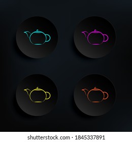 Icono de conjunto de colores oscuros dibujado a mano en el recipiente de té. Línea delgada simple, contorno vector de iconos de té para ui y ux, sitio web o aplicación móvil