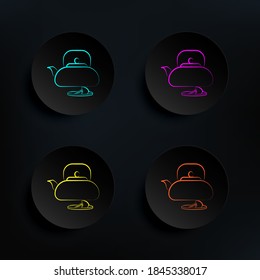 Tea pot hand drawn dark badge color set icon. Simple thin line, outline vector of tea icons for ui and ux, website or mobile application