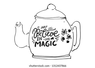 Tea pot  hand drawn illustration for your design: cafe menu, banner