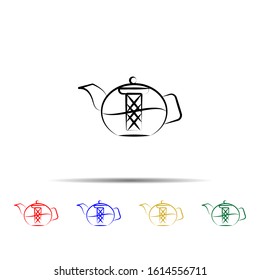 Tea pot hand drawn multi color style icon. Simple thin line, outline vector of tea icons for ui and ux, website or mobile application