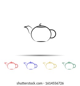 Tea pot hand drawn multi color style icon. Simple thin line, outline vector of tea icons for ui and ux, website or mobile application