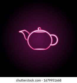 Tea pot hand drawn neon icon. Simple thin line, outline vector of tea icons for ui and ux, website or mobile application