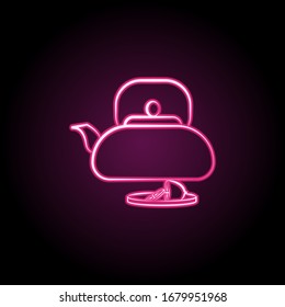 Tea pot hand drawn neon icon. Simple thin line, outline vector of tea icons for ui and ux, website or mobile application