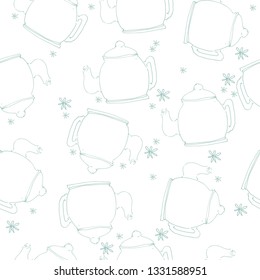 Tea pot  hand drawn seamless pattern for your design: cafe menu, banner