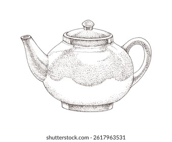 Tea pot hand drawn vector illustration