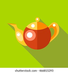 Tea pot icon in flat style isolated with long shadow