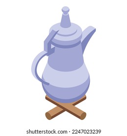 Tea pot icon isometric vector. Camp desert. Camer arab