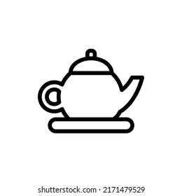 Tea Pot Icon. Line Art Style Design Isolated On White Background